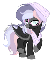 Size: 1024x1204 | Tagged: safe, artist:mintoria, imported from derpibooru, oc, oc only, oc:kian, bat pony, pony, beanie, glasses, hat, male, simple background, solo, stallion, transparent background