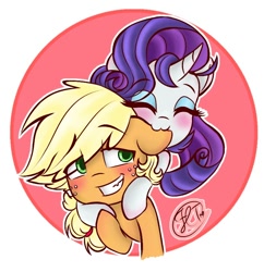 Size: 824x850 | Tagged: safe, artist:flashlighttwi, artist:tylerdashart, imported from derpibooru, applejack, rarity, earth pony, pony, unicorn, biting, blushing, cute, daaaaaaaaaaaw, ear bite, female, jackabetes, lesbian, love, raribetes, rarijack, shipping