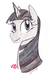 Size: 487x736 | Tagged: safe, artist:ryuredwings, imported from derpibooru, twilight sparkle, pony, bust, female, inktober, looking at you, portrait, solo