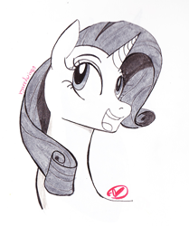 Size: 670x800 | Tagged: safe, artist:ryuredwings, imported from derpibooru, rarity, pony, unicorn, bust, female, happy, inktober, portrait, solo