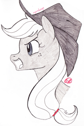 Size: 533x800 | Tagged: safe, artist:ryuredwings, imported from derpibooru, applejack, pony, bust, female, inktober, inktober 2018, portrait, solo