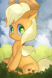 Size: 1471x2187 | Tagged: safe, artist:brok-enwings, imported from derpibooru, applejack, pony, cute, female, jackabetes, sitting, solo