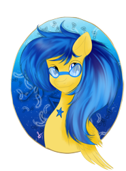 Size: 888x1200 | Tagged: safe, artist:silversthreads, imported from derpibooru, oc, oc only, oc:soundful symphony, pegasus, pony, bust, glasses, portrait, simple background, solo, transparent background