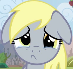 Size: 920x868 | Tagged: safe, artist:afkrobot, imported from derpibooru, derpy hooves, pony, bronybait, crying, female, hug request, mare, sad, sad pony, solo, teary eyes