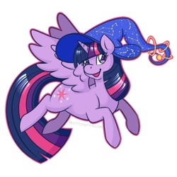 Size: 1080x1080 | Tagged: safe, artist:anzicorn, imported from derpibooru, twilight sparkle, alicorn, pony, female, flying, hat, mare, simple background, solo, transparent background, twilight sparkle (alicorn), witch hat