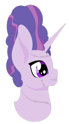 Size: 1669x3000 | Tagged: safe, artist:alltimemine, imported from derpibooru, twilight sparkle, pony, unicorn, bride of frankenstein, bust, female, frankenstein's monster, halloween, holiday, horn, inkscape, lineless, mare, monster, nightmare night, pony monster, portrait, profile, simple background, smiling, solo, transparent background, vector