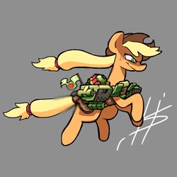 Size: 1280x1280 | Tagged: safe, artist:hotkoin, artist:pencilbrony, imported from derpibooru, applejack, pony, armor, engine, female, jetpack, rocket, solo