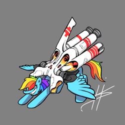 Size: 1280x1280 | Tagged: safe, artist:hotkoin, artist:pencilbrony, imported from derpibooru, rainbow dash, pony, armor, engine, female, jetpack, rocket, solo