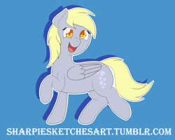 Size: 1280x1025 | Tagged: safe, artist:sharpiesketches, imported from derpibooru, derpy hooves, pegasus, pony, cutie mark, happy, simple background, smiling, solo, sticker