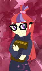 Size: 1092x1842 | Tagged: safe, artist:pelcogo, imported from derpibooru, moondancer, amending fences, equestria girls, book, equestria girls-ified, female, glasses, solo