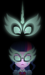 Size: 1641x2727 | Tagged: safe, artist:kingdark0001, imported from derpibooru, sci-twi, twilight sparkle, equestria girls, equestria girls series, clothes, crying, geode of telekinesis, glasses, looking at you, looking up, magical geodes, midnight sparkle