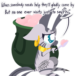 Size: 1000x1000 | Tagged: safe, artist:dragonpone, derpibooru exclusive, imported from derpibooru, zecora, pony, zebra, molt down, cauldron, comfort eating, comic, crying, cute, cutie mark, dialogue, ear piercing, earring, eating, female, floppy ears, food, hoof hold, ice cream, jewelry, lineless, mare, neck rings, open mouth, piercing, quadrupedal, sad, sadorable, simple background, sitting, solo, spoon, transparent background, unshorn fetlocks, wavy mouth, zecorable