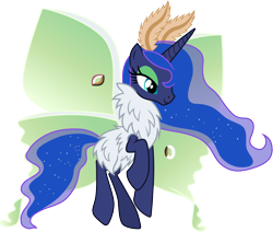 Size: 1180x1000 | Tagged: safe, artist:cloudy glow, artist:cloudyglow, imported from derpibooru, princess luna, mothpony, original species, antennae, female, looking down, luna moth, mothified, simple background, solo, species swap, transparent background