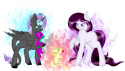 Size: 1024x583 | Tagged: safe, artist:absolitedisaster08, imported from derpibooru, oc, oc only, oc:drygan, oc:forgotten memory, alicorn, dragon, earth pony, pony, female, mare