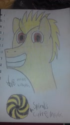 Size: 3264x1836 | Tagged: safe, artist:seabridge drive, imported from derpibooru, oc, oc only, oc:spiral, pony, grin, looking at you, smiling, solo, traditional art