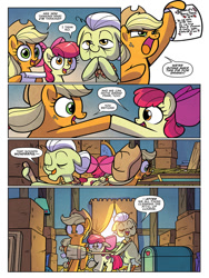 Size: 768x1024 | Tagged: safe, artist:agnesgarbowska, idw, imported from derpibooru, apple bloom, applejack, granny smith, spoiler:comic, spoiler:comic72, preview