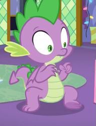 Size: 551x720 | Tagged: safe, imported from derpibooru, screencap, spike, dragon, best gift ever, claws, cropped, male, sitting, solo, tail, winged spike, wings