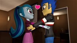 Size: 1920x1080 | Tagged: safe, artist:class37boy, imported from derpibooru, flash sentry, sonata dusk, equestria girls, 3d, female, male, senata, shipping, straight