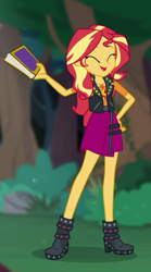 Size: 398x718 | Tagged: safe, imported from derpibooru, screencap, sunset shimmer, equestria girls, equestria girls series, forgotten friendship, book, cropped, female, geode of empathy, magical geodes, solo