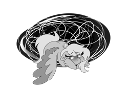 Size: 1280x879 | Tagged: safe, artist:cubbybatdoodles, imported from derpibooru, derpy hooves, ditzy doo, pegasus, pony, female, monochrome, sad, simple background, solo, transparent background