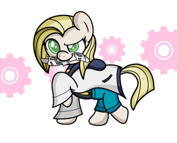 Size: 919x743 | Tagged: safe, artist:akakun, artist:akakunda, imported from derpibooru, doctor whooves, time turner, earth pony, pony, doctor who, female, gears, jodie whittaker, male, mare, ponified, simple background, solo, sonic screwdriver, the doctor, thirteenth doctor