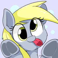 Size: 2362x2362 | Tagged: safe, artist:taurson, imported from derpibooru, derpy hooves, pony, cute, derpabetes, female, fourth wall, fourth wall pose, frog (hoof), licking, licking screen, licking the fourth wall, mare, solo, tongue out, underhoof