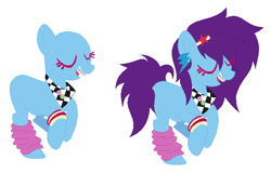 Size: 697x445 | Tagged: safe, artist:space--paws0w0, imported from derpibooru, oc, oc only, oc:flashdance (ice1517), earth pony, pony, arm band, bandana, braces, ear piercing, earring, eyes closed, female, hairpin, jewelry, leg warmers, mare, open mouth, piercing, raised hoof, simple background, solo, white background