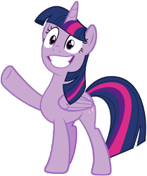 Size: 8249x9856 | Tagged: safe, artist:famousmari5, imported from derpibooru, twilight sparkle, alicorn, pony, best gift ever, absurd resolution, female, mare, raised hoof, simple background, smiling, solo, transparent background, twilight sparkle (alicorn), underhoof, vector