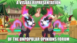 Size: 888x499 | Tagged: safe, deleted from derpibooru, edit, edited screencap, editor:feathertrap, imported from derpibooru, screencap, spring glow, kirin, nirik, sounds of silence, image macro, internet fight, meme, op has a point, op is a duck, text