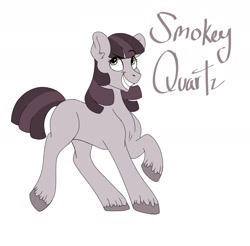 Size: 1562x1536 | Tagged: safe, artist:pastel-charms, imported from derpibooru, oc, oc only, oc:smokey quartz, earth pony, pony, female, filly, offspring, parent:bulk biceps, parent:limestone pie, parents:limebulk, simple background, solo, white background