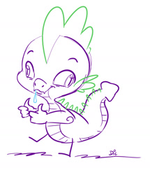 Size: 1200x1395 | Tagged: safe, artist:dilarus, deleted from derpibooru, imported from derpibooru, spike, dragon, bile, simple background, thumbs up, traditional art, white background