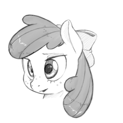 Size: 1073x1073 | Tagged: safe, artist:trickydick, imported from derpibooru, apple bloom, earth pony, pony, bust, female, freckles, solo, traditional art