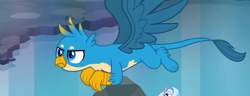 Size: 1061x409 | Tagged: safe, imported from derpibooru, screencap, gallus, silverstream, griffon, what lies beneath, claws, cropped, male, offscreen character, paws, tail, wings