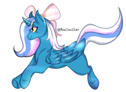 Size: 1743x1284 | Tagged: safe, artist:mintchocchips, imported from derpibooru, oc, oc only, oc:fleurbelle, alicorn, pony, alicorn oc, bow, commission, simple background, solo, transparent background