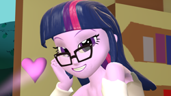 Size: 2732x1536 | Tagged: safe, artist:mr-wolfapex, artist:wolfthepredator, imported from derpibooru, twilight sparkle, equestria girls, 3d, bed, glasses, gmod, i can't believe it's not sci-twi, nerd, twilight sparkle (alicorn), twilight's professional glasses