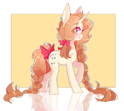 Size: 1330x1184 | Tagged: safe, artist:emily-826, imported from derpibooru, oc, oc only, oc:gingar, pegasus, pony, bow, female, hair bow, mare, reflection, simple background, solo, tail bow, transparent background