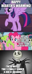 Size: 418x969 | Tagged: safe, edit, edited screencap, imported from derpibooru, screencap, pinkie pie, twilight sparkle, alicorn, best gift ever, christmas, halloween, hearth's warming, hearth's warming eve, holiday, image macro, jack skellington, lampshade hanging, meme, nightmare night, schedule, text, the nightmare before christmas, twilight sparkle (alicorn)