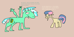 Size: 807x411 | Tagged: safe, artist:bigrigs, imported from derpibooru, bon bon, lyra heartstrings, sweetie drops, human, pony, amazing meme, hand, hand wings, implied princess celestia, meme, ms paint skills almost non-existent, shitposting, the fun has been doubled, wat