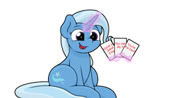 Size: 1920x1080 | Tagged: safe, artist:ljdamz1119, imported from derpibooru, trixie, pony, unicorn, card, cute, diatrixes, female, levitation, magic, mare, open mouth, simple background, sitting, smiling, solo, telekinesis, transparent background, wholesome