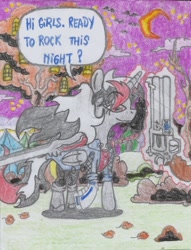 Size: 1014x1326 | Tagged: safe, artist:nephilim rider, imported from derpibooru, oc, oc:heaven lost, devil may cry, devil may cry 5, nero (devil may cry), nightmare night, traditional art