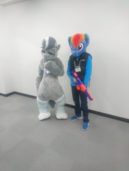 Size: 900x1200 | Tagged: safe, artist:atalonthedeer, imported from derpibooru, rainbow dash, silver spoon, human, duo, fursuit, irl, irl human, japan ponycon, photo