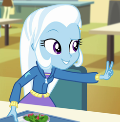 Size: 826x838 | Tagged: safe, imported from derpibooru, screencap, trixie, equestria girls, equestria girls series, forgotten friendship, cropped, food, salad