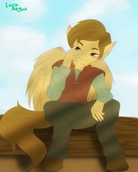 Size: 3276x4096 | Tagged: safe, artist:lucaaegus, imported from derpibooru, oc, oc only, anthro, pegasus, solo