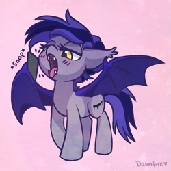 Size: 1029x1029 | Tagged: safe, artist:dawnfire, imported from derpibooru, oc, oc only, oc:inky, bat pony, pony, ahegao, bat pony oc, blushing, cellphone, fangs, mawshot, open mouth, phone, selfie, smartphone, solo, tongue out, wing claws, wing hold