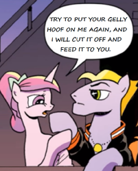 Size: 537x669 | Tagged: safe, artist:andypriceart, edit, editor:symphonic sync, idw, imported from derpibooru, buck withers, princess cadance, alicorn, earth pony, neigh anything, spoiler:comic12, comics, exploitable meme, female, male, mare, meme, stallion, touch