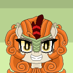 Size: 3894x3894 | Tagged: safe, artist:superhypersonic2000, imported from derpibooru, autumn blaze, kirin, sounds of silence, bust, female, grin, pixel art, portrait, smiling, solo