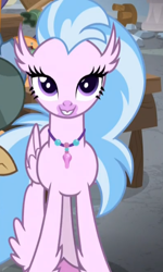 Size: 426x710 | Tagged: safe, imported from derpibooru, screencap, silverstream, hippogriff, a rockhoof and a hard place, cropped, cute, diastreamies, female, lidded eyes, open beak, solo focus