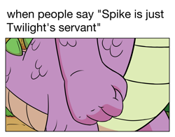 Size: 2084x1634 | Tagged: safe, alternate version, artist:pony-berserker, imported from derpibooru, spike, dragon, 2018, arthur's fist, caption, close-up, english, fist, male, meme, offscreen character, ponified meme, scales, solo, spike's fist, standing