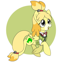 Size: 800x800 | Tagged: safe, artist:perfectpinkwater, imported from derpibooru, pegasus, pony, animal crossing, animal crossing: new leaf, clothes, female, isabelle, mare, ponified, simple background, super smash bros., super smash bros. ultimate, transparent background