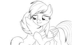 Size: 1024x640 | Tagged: safe, artist:vasillium, imported from derpibooru, rainbow dash, scootaloo, pegasus, pony, the washouts (episode), black and white, caring, cute, cutie mark, duo, family, female, filly, grayscale, hug, mare, monochrome, scootalove, siblings, sisterly love, sisters, smiling, wings